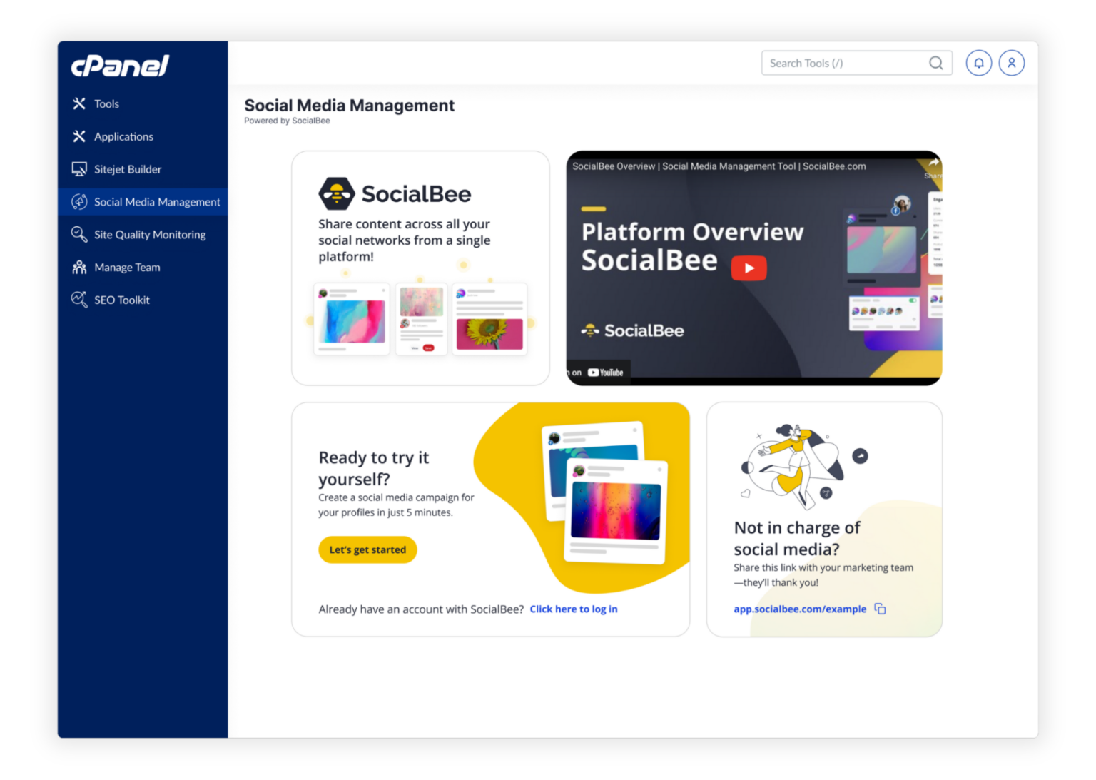 SocialBee cPanel